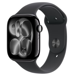 Apple Watch Series 11 46mm GPS Jet Black Aluminium Case with Black Sport Band - S/M