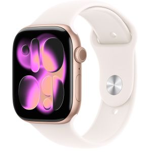 Apple Watch Series 11 46mm GPS  Rose Gold Aluminium Case with Black Sport Band - S/M