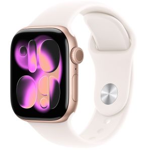 Apple Watch Series 11  GPS 42mm  Rose Gold Aluminium Case with Black Sport Band M/L